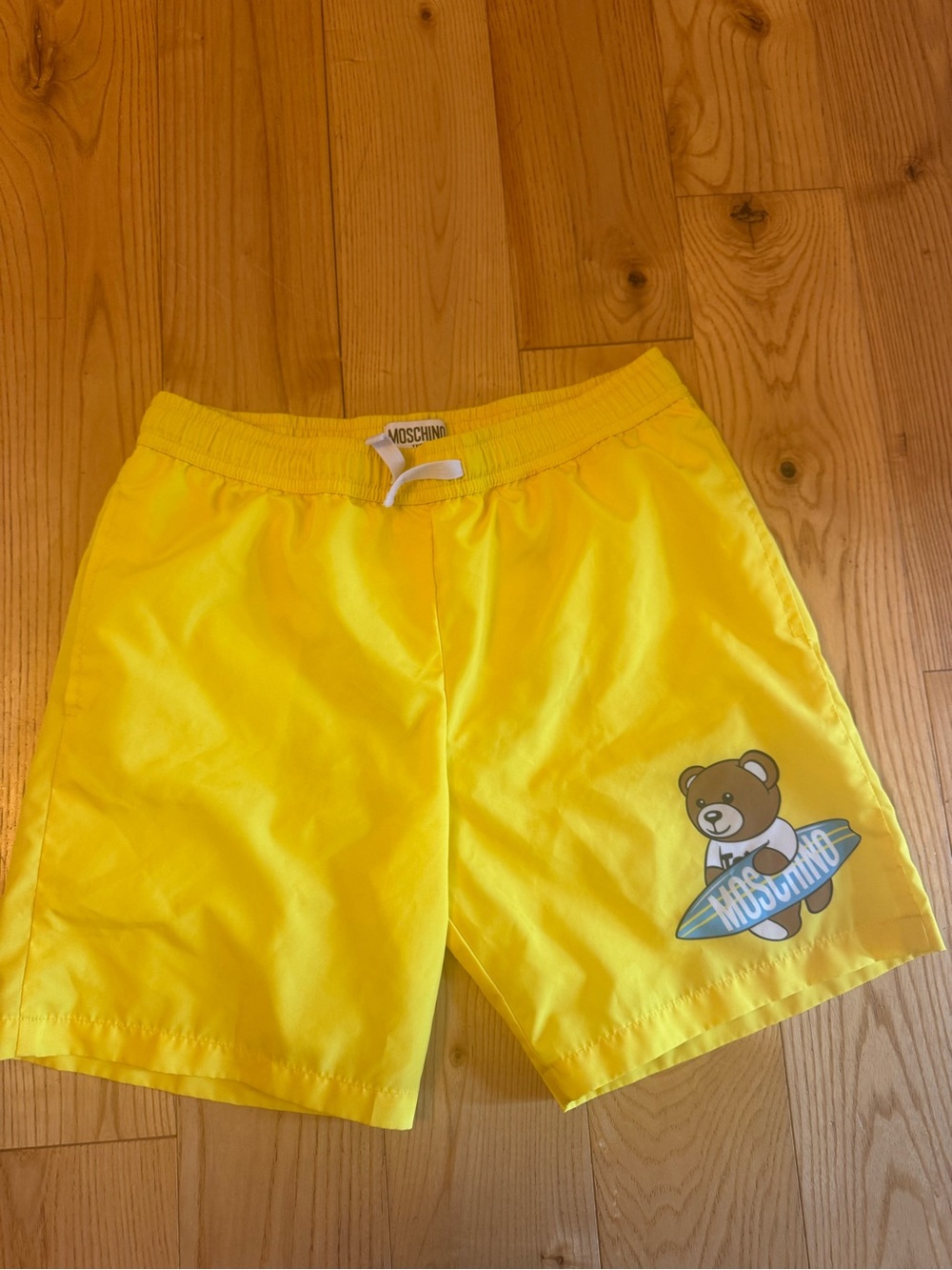Moschino Teen Bright Yellow Elastic Waist Swim Shorts